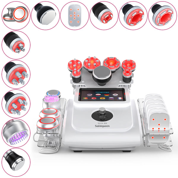 SQ154A Max – Appareil silhouette 11-en-1 blanc, cavitation 80K, RF et laser