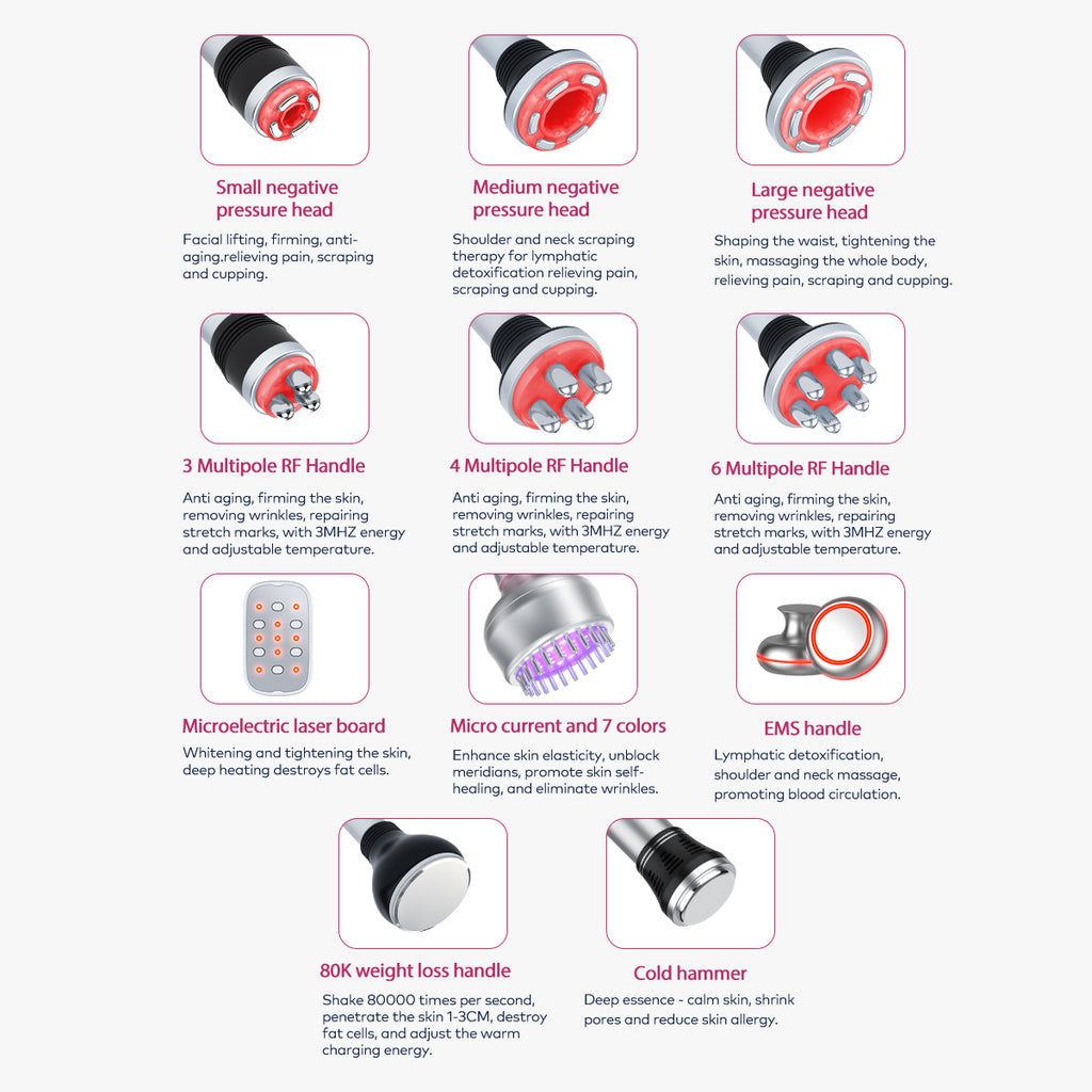 SQ154B Max – Appareil silhouette 11-en-1 blanc, cavitation 80K, RF et microcourants