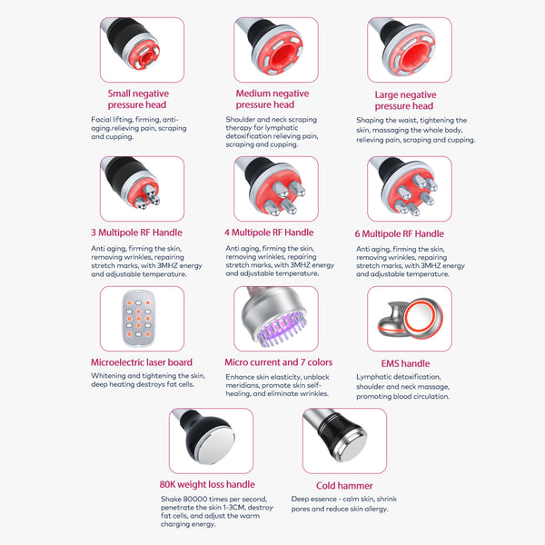 SQ154B Max – Appareil silhouette 11-en-1 blanc, cavitation 80K, RF et microcourants
