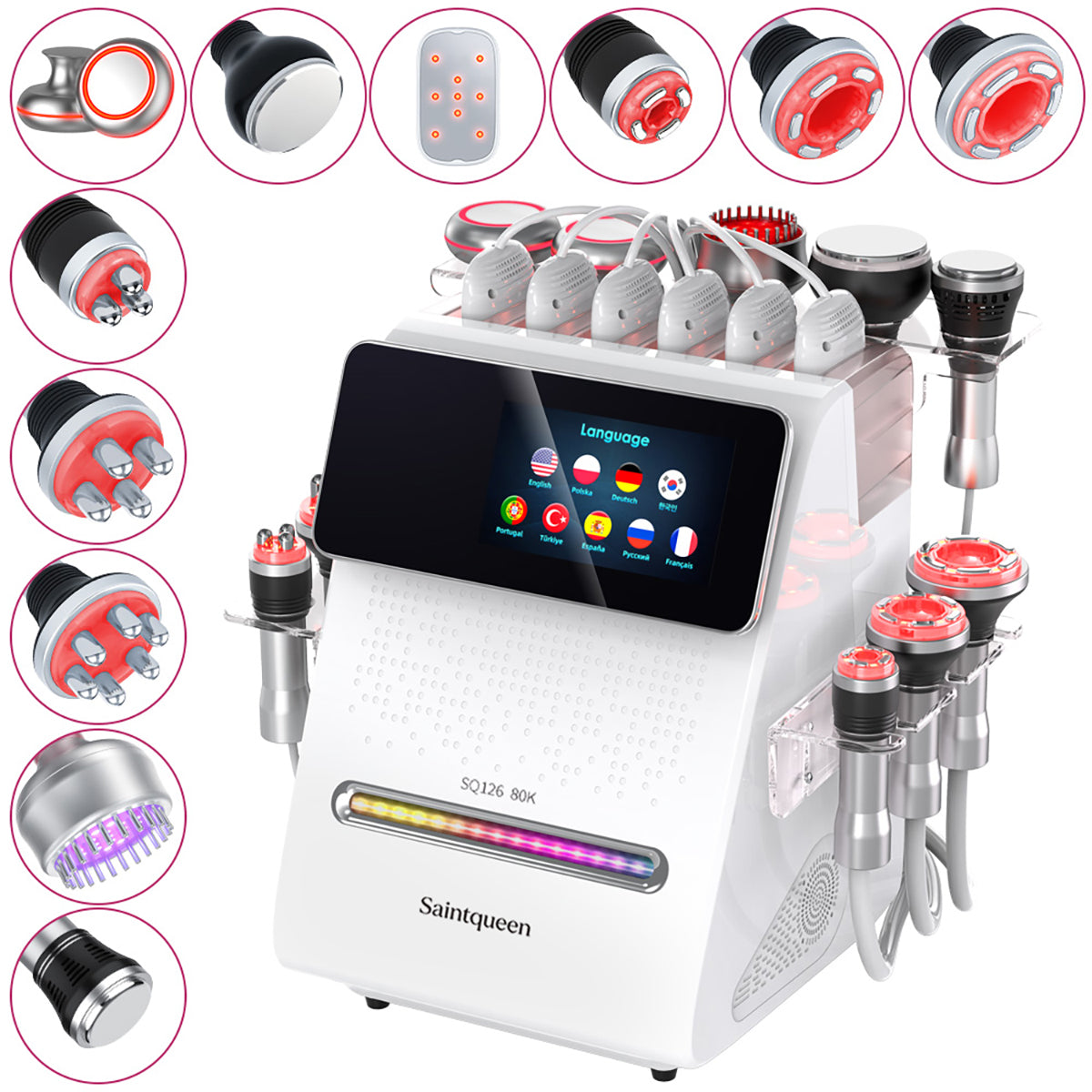 SQ126A Max 11-in-1 80K Ultrasonic Cavitation & RF Machine with Laser Pads Main image