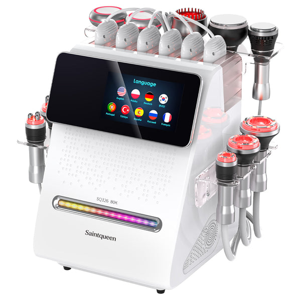 SQ126B Max 11-in-1 80K Ultrasonic Cavitation & RF Machine with Laser + Microcurrent Pads