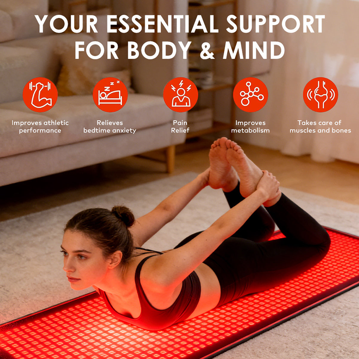 SQ190 1,344-LED Red, Green, Blue & Near-Infrared Light Therapy Mat Secondary image