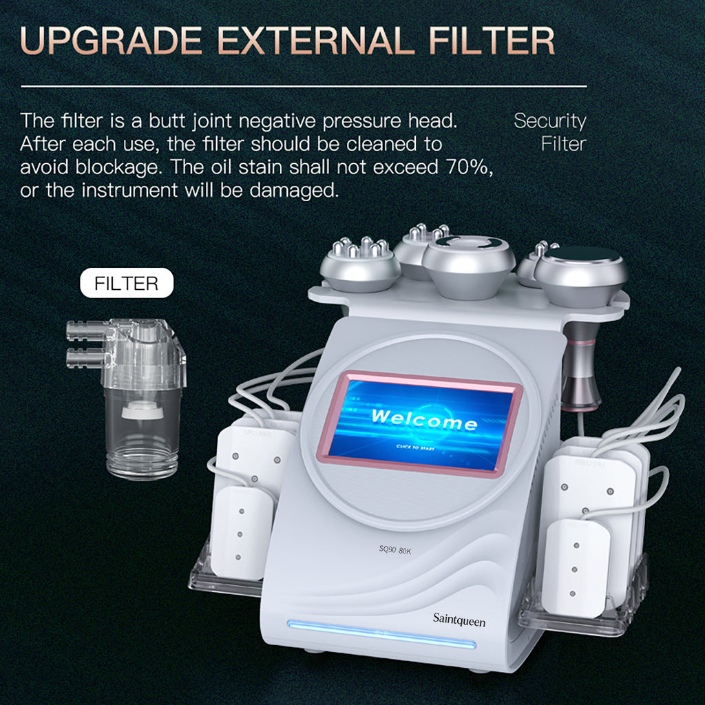 SQ90C Pro 6-in-1 80K Ultrasonic Cavitation & RF Machine with Laser Pads