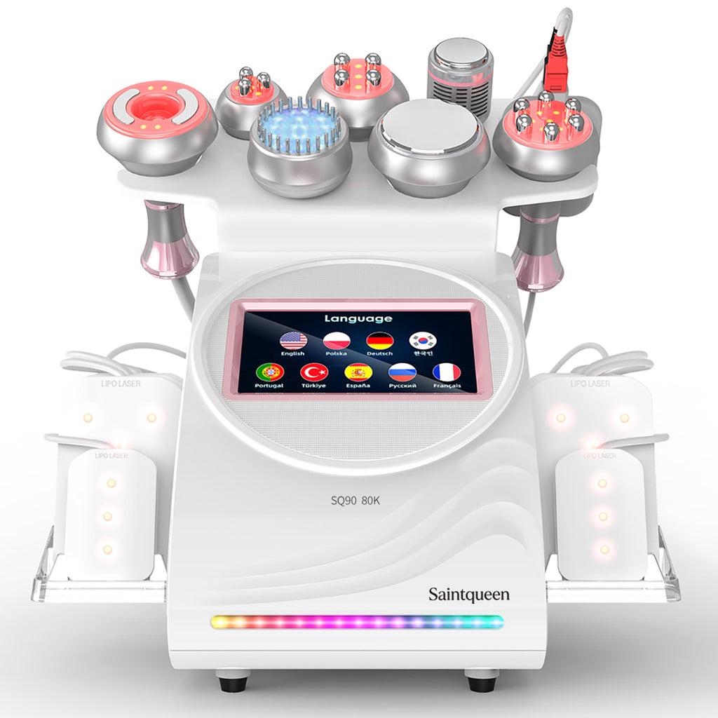 SQ90D Plus 9-en-1 – Cavitation 80K, RF, plaques laser, EMS et marteau froid