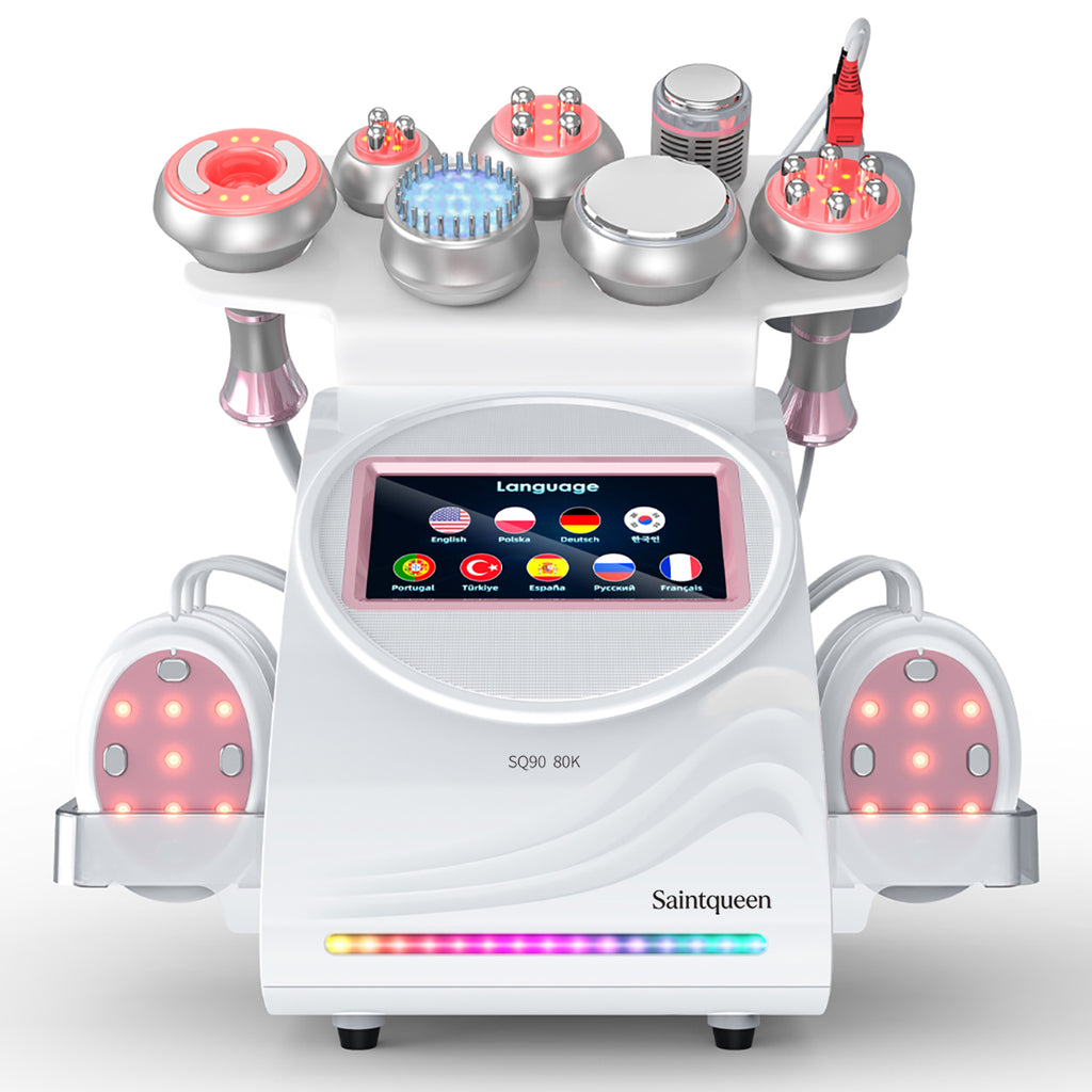 SQ90E Plus 9-en-1 – Cavitation 80K, RF, plaques combinées, EMS et marteau froid