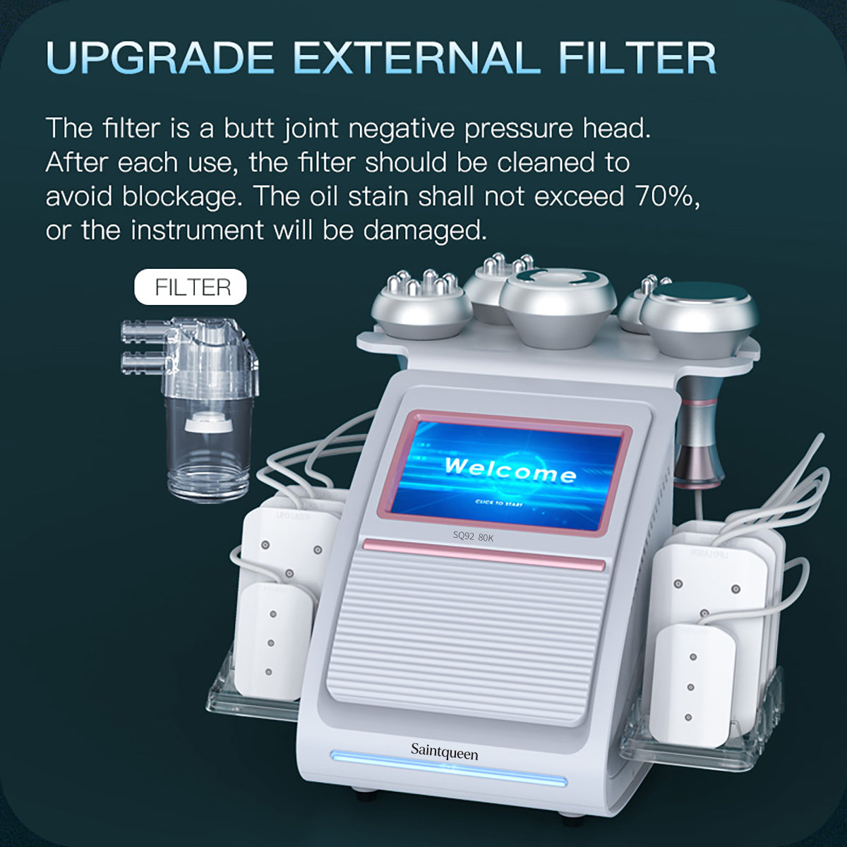 SQ92C Pro 6-en-1 – Cavitation 80K, RF et grandes et petites plaques laser Image secondaire du produit