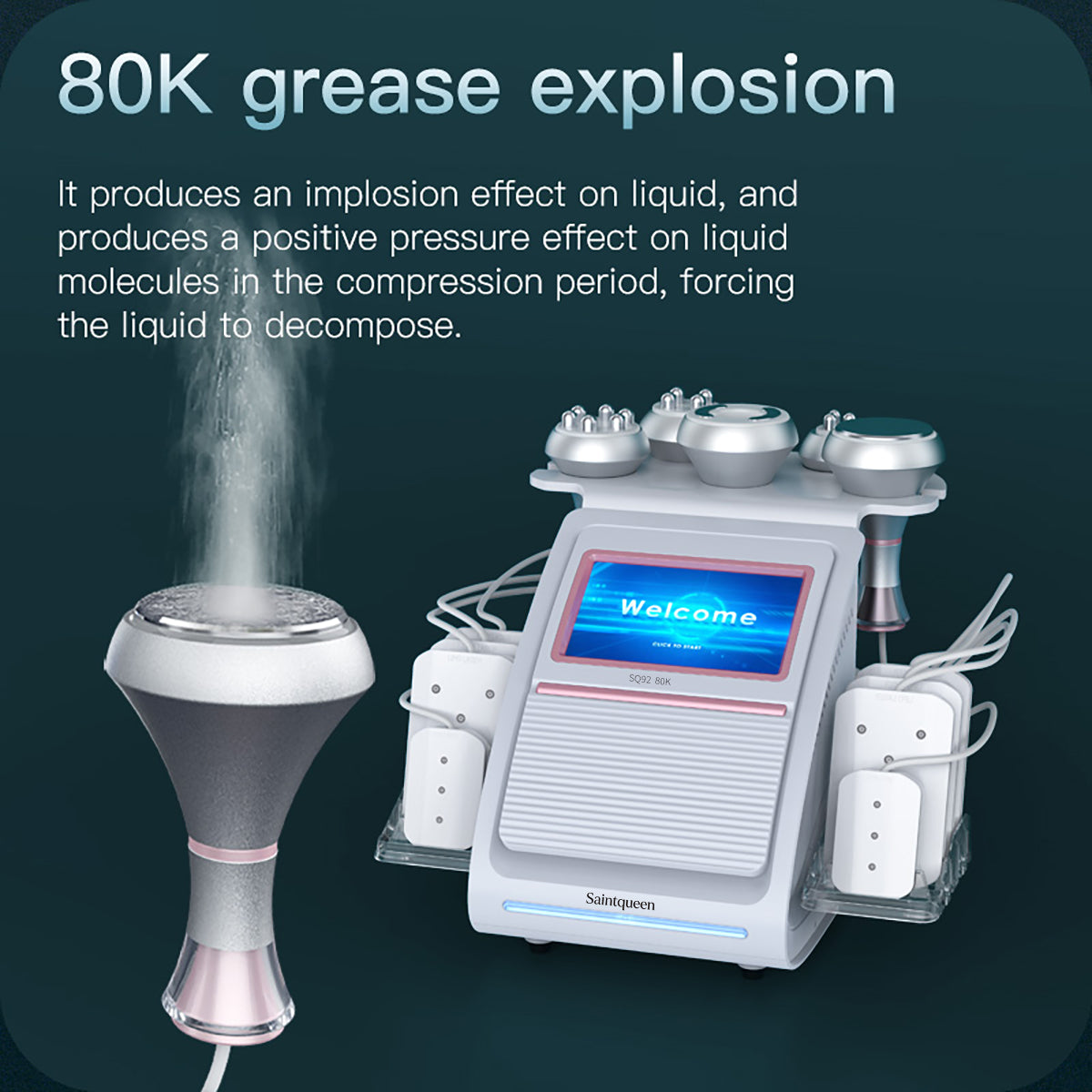 SQ92C Pro 6-in-1 80K Ultrasonic Cavitation & RF Machine with Laser Pads