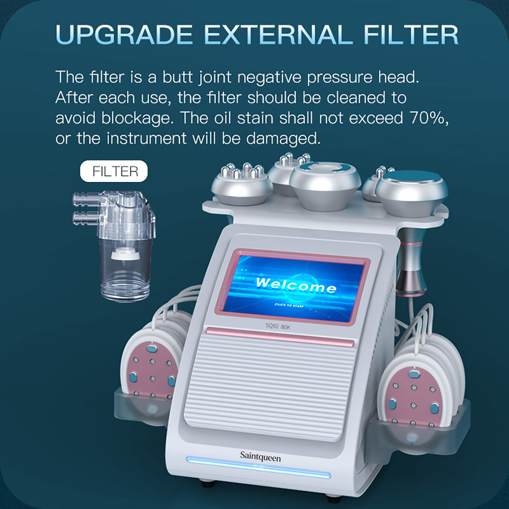 SQ92B Pro 6-in-1 80K Ultrasonic Cavitation & RF Machine with Laser + Microcurrent Pads