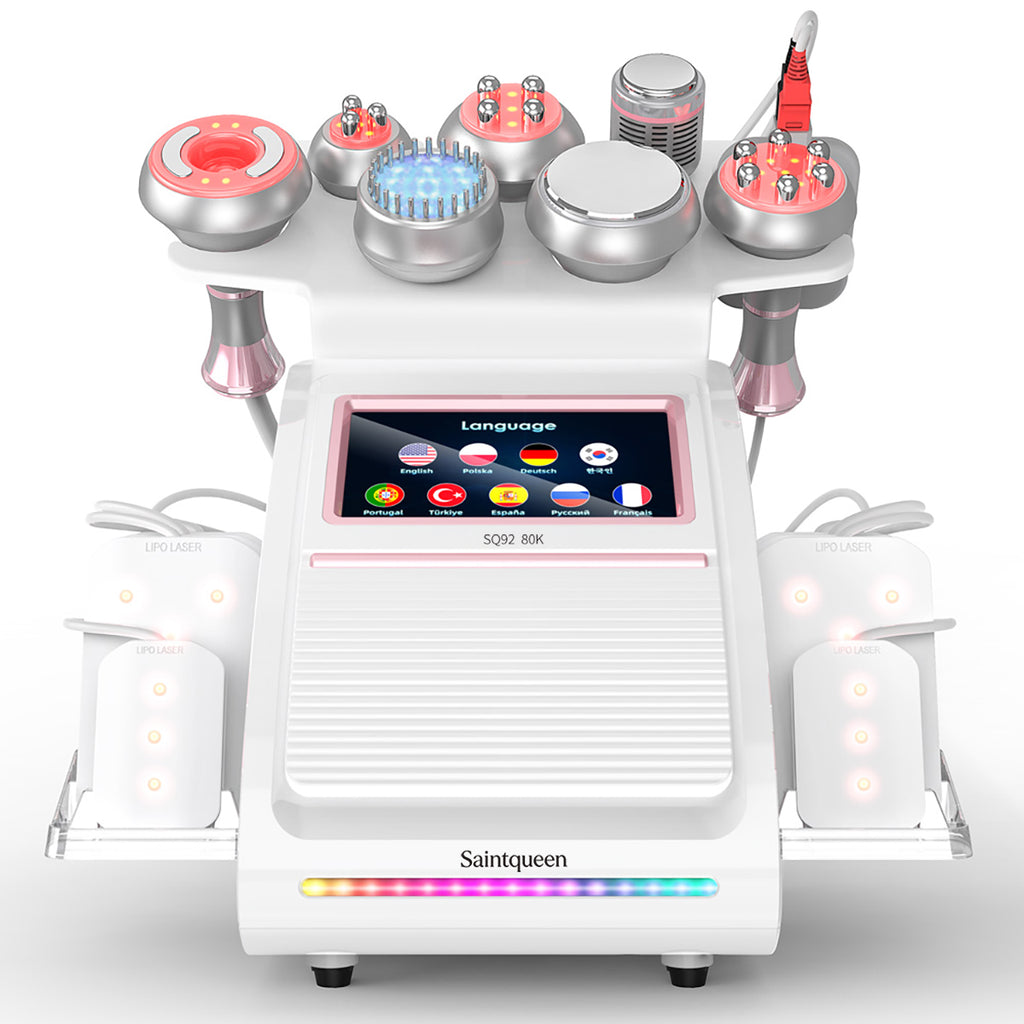 SQ92D Plus 9-en-1 – Cavitation 80K, RF, plaques laser, EMS et marteau froid