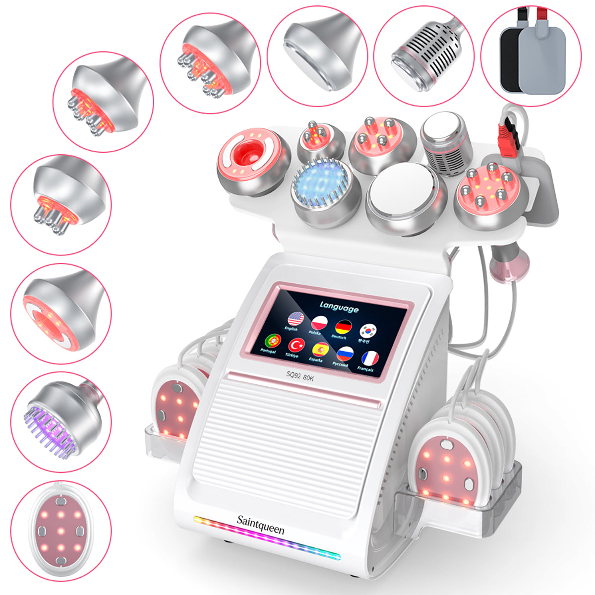 SQ92E Plus 9-in-1 80K Ultrasonic Cavitation & RF Machine with Laser + Microcurrent Pads Main image