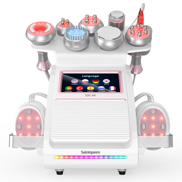 SQ92E Plus 9-en-1 – Cavitation 80K, RF, plaques combinées, EMS et marteau froid