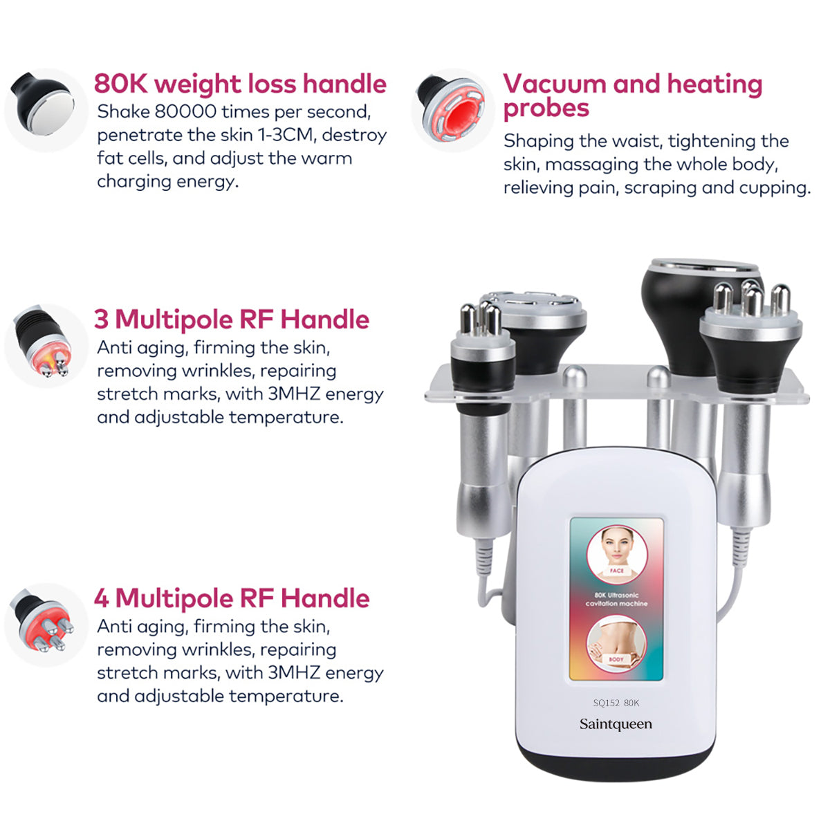 SQ152 Basic – Appareil silhouette 4-en-1, cavitation 80K et RF